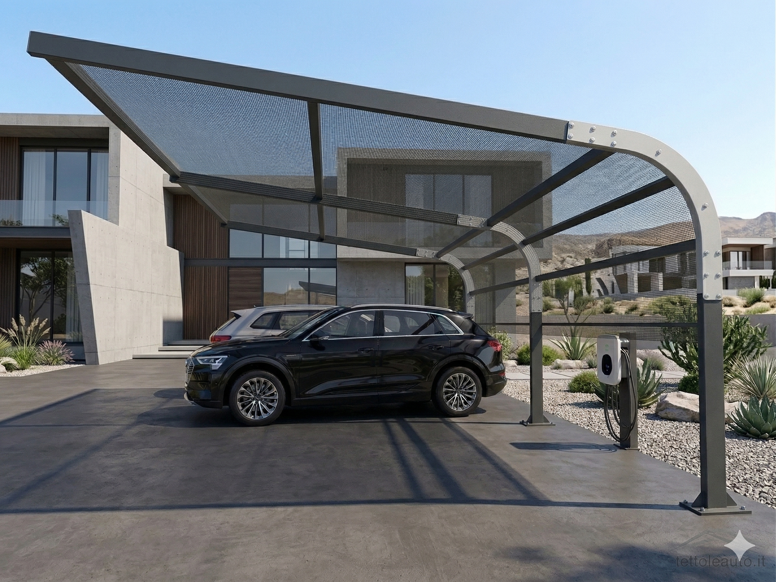 Carport Napf mit Hagelschutznetz