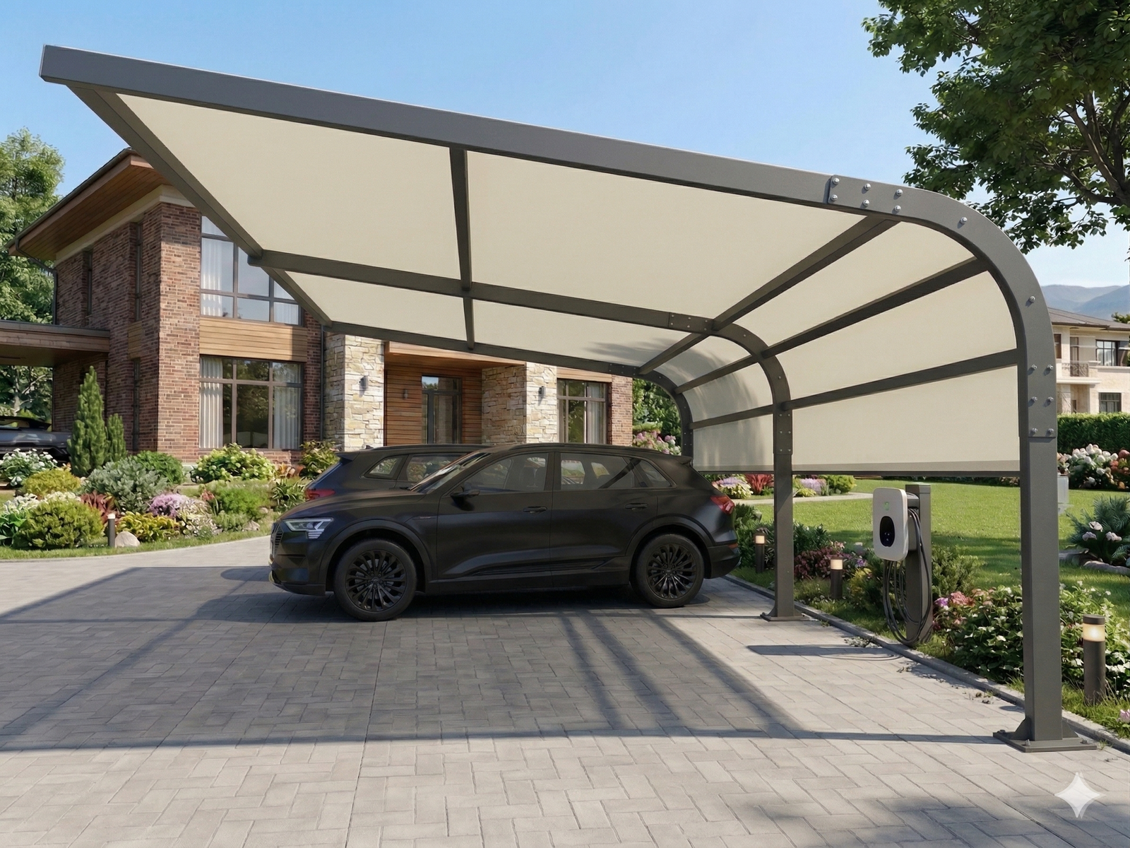 Carport Hörnli mit Textilbespannung